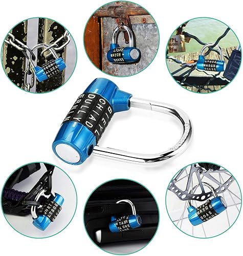 Miniatura 2 de Candado de bloqueo para gimnasio, 5 letras de aleación resistente, candado de seguridad resistente, fácil de configurar tu propio combo reiniciable