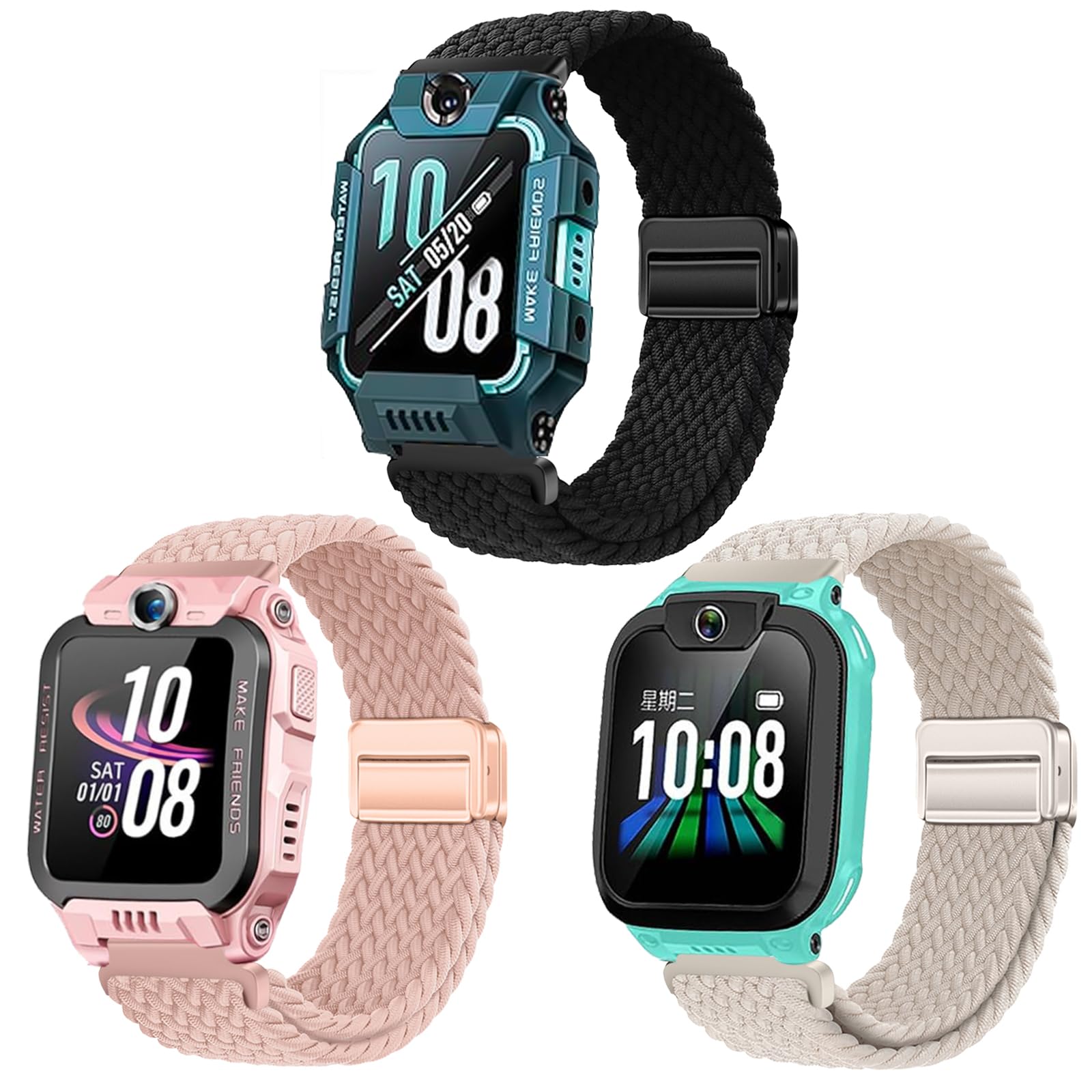 3 Sztuki Dziecko Paski Kompatybilny z Z7/Z6/Z1 Watch Phone, Tkactwo Nylon IMO O Smartwatch Z7/Z6/Z1 Paski Zamienne Zapięcie Magnetyczne Armband dla Chłopięce i Dziewczęce