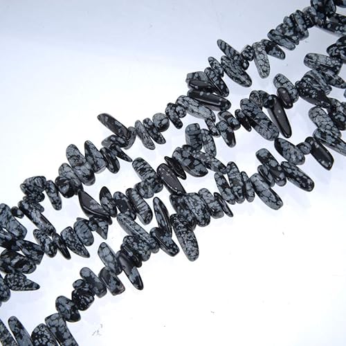 Miniatura 4 de Adabele GZ5-5 - Cuentas sueltas de punta de diente de obsidiana natural de copo de nieve con agujero perforado de 0.23 a 0.98 pulgadas (45 pulgadas)