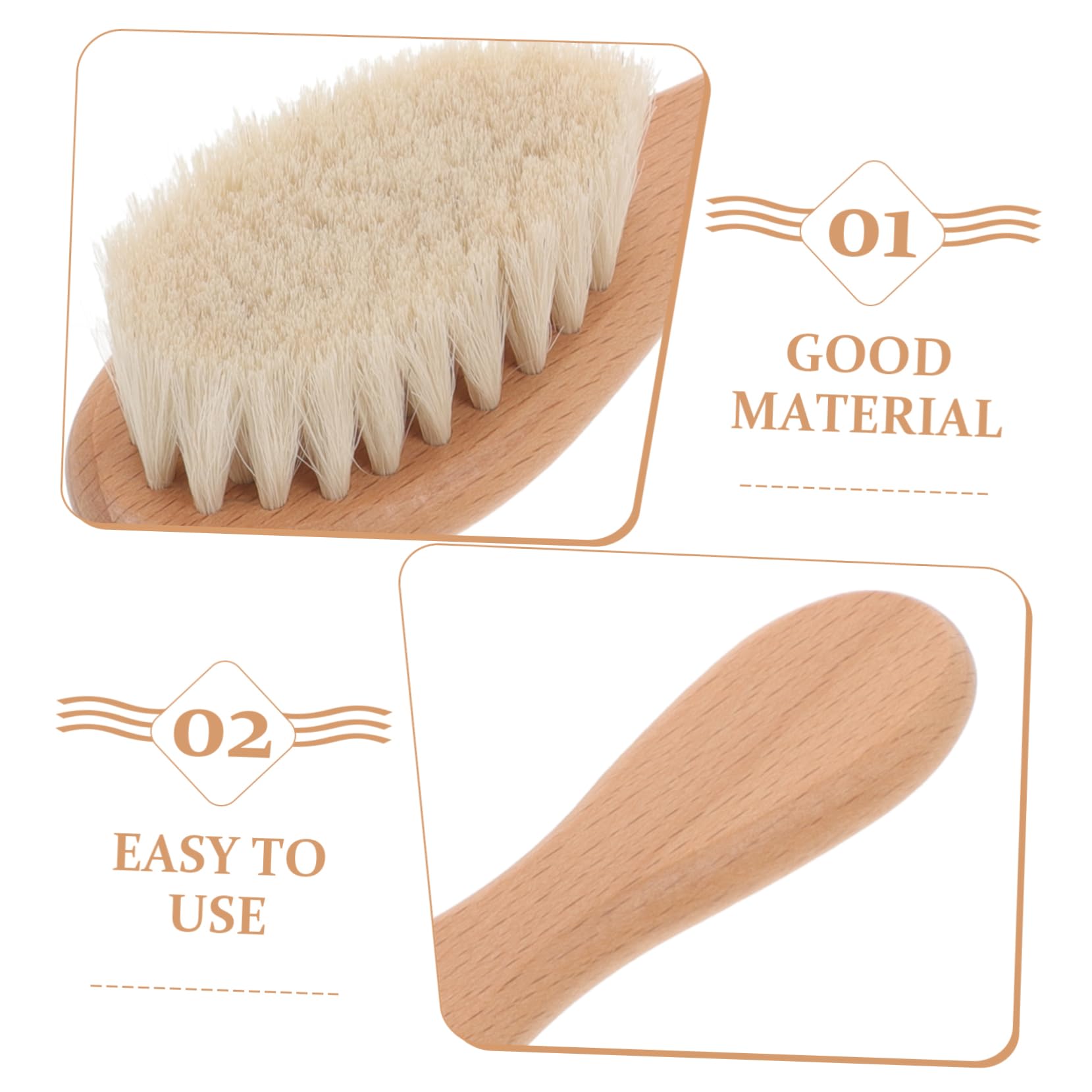 ORFOFE 2 Sets Baby Hair Brush Soft Bristle Scalp Brush Set Wood Comb Gentle Grooming Tool for Newborns