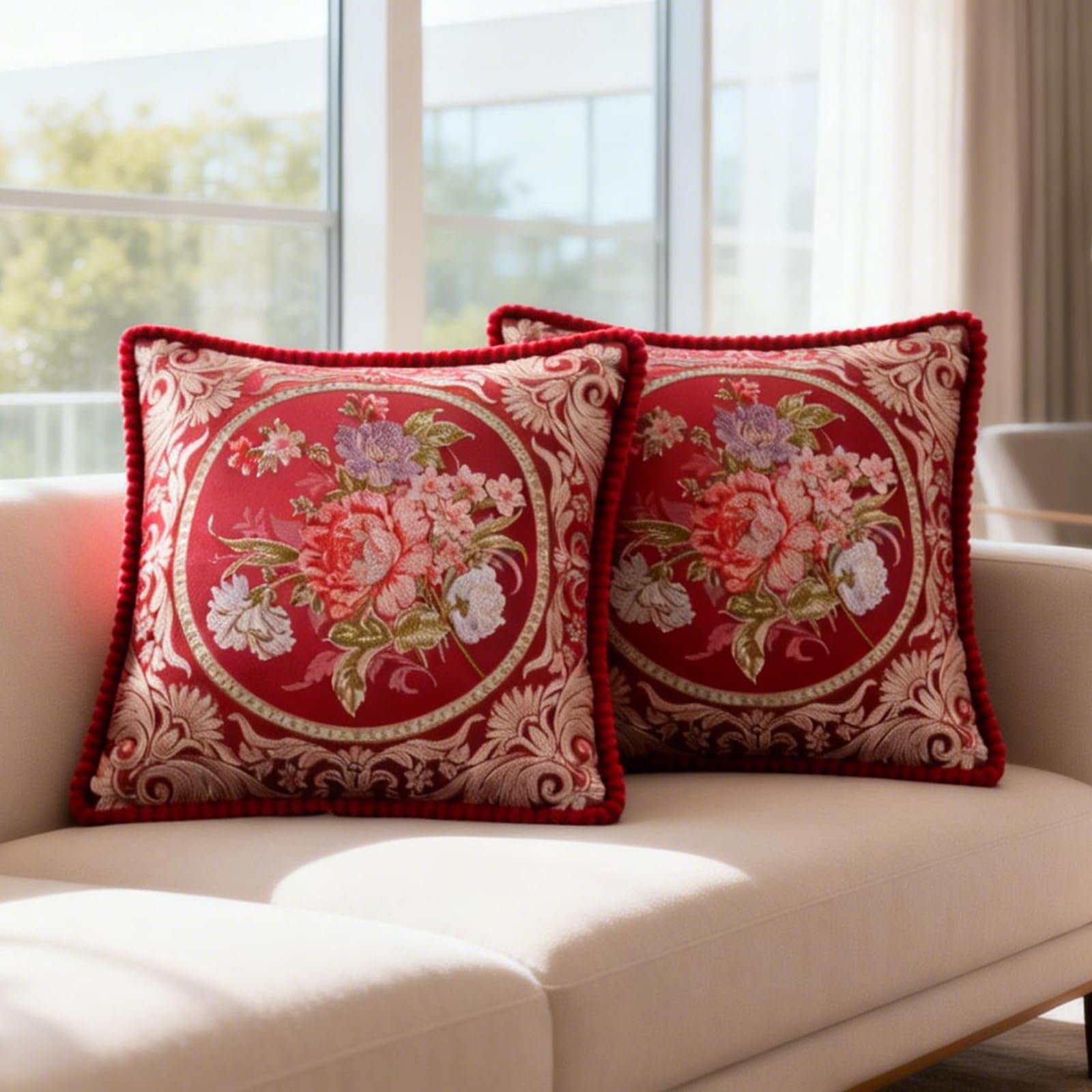 Amazon.com: Qupace Set of 2 Vintage Embroidered Throw Pillow