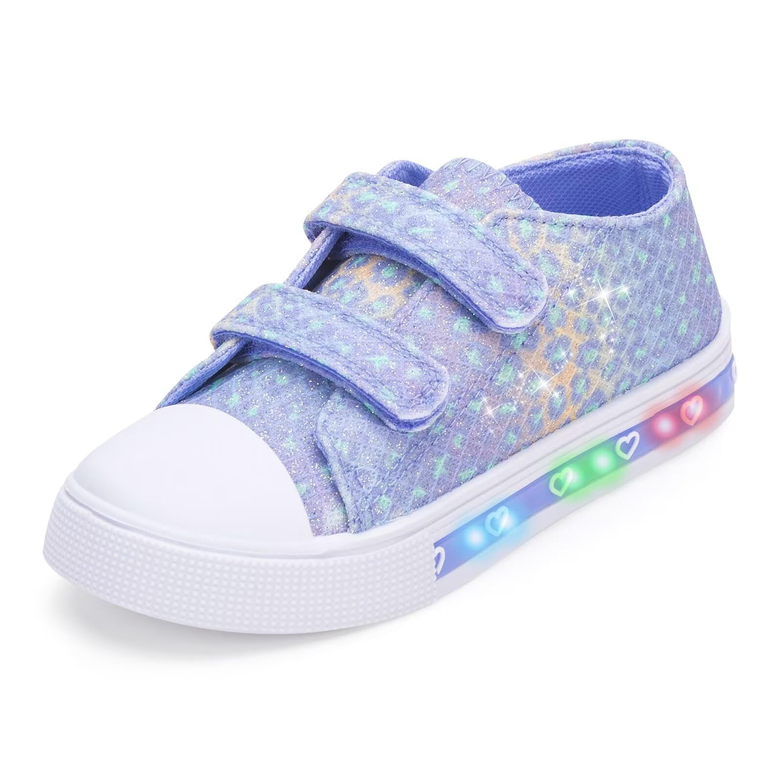 FUNCOO PLUS Kids Toddler Light Up Shoes Boys Girls Canvas Sneakers with Hook and Loops