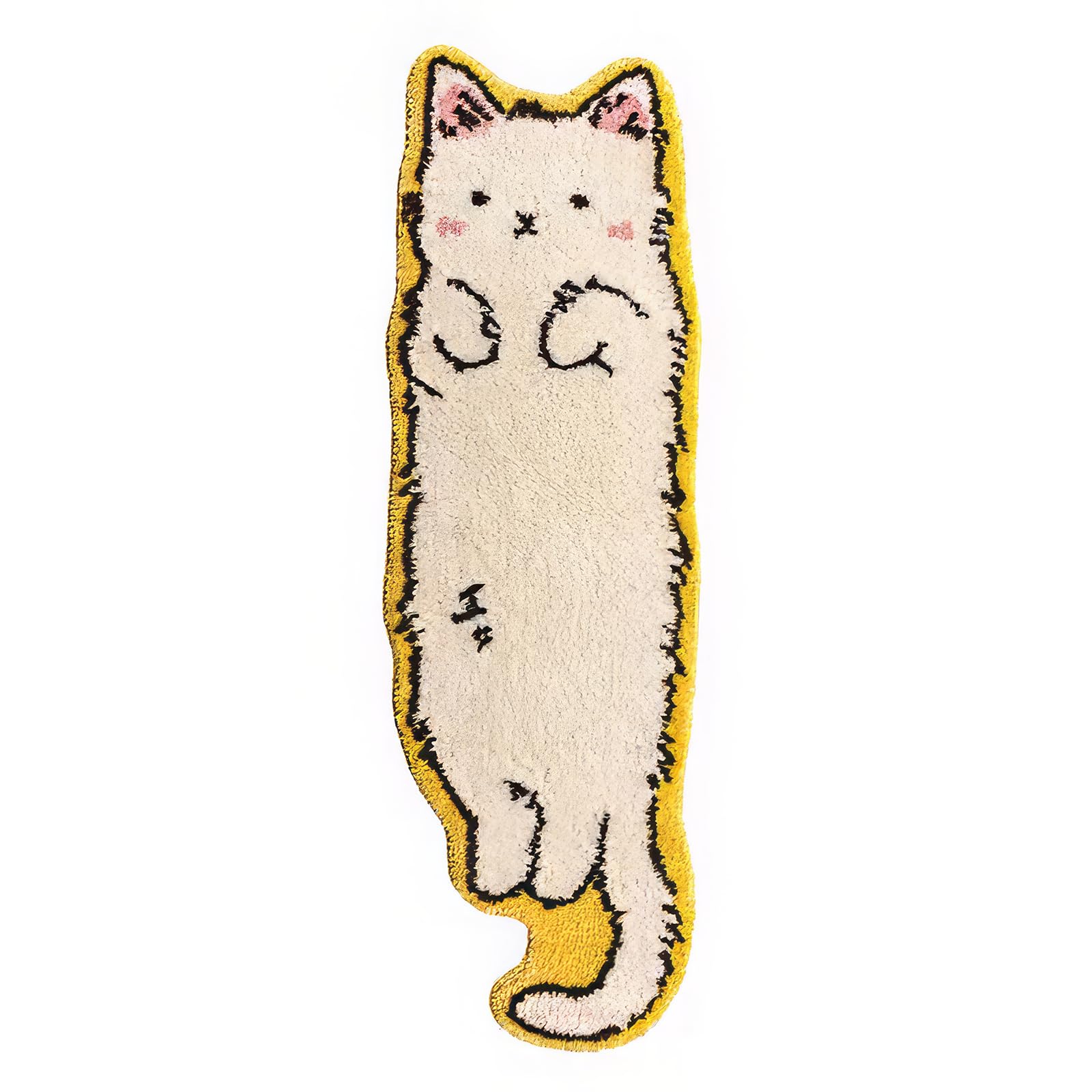 Cute Cat Shape Bath Mat, Cartoon Cat Floor Mat, Ultra Soft & Non-Slip Door Mat, Absorbent Microfiber Bath Rugs, Machine Washable Bath Rug Carpet for Toilet Bathtub Kitchen 20 x 47 Inch (White cat)