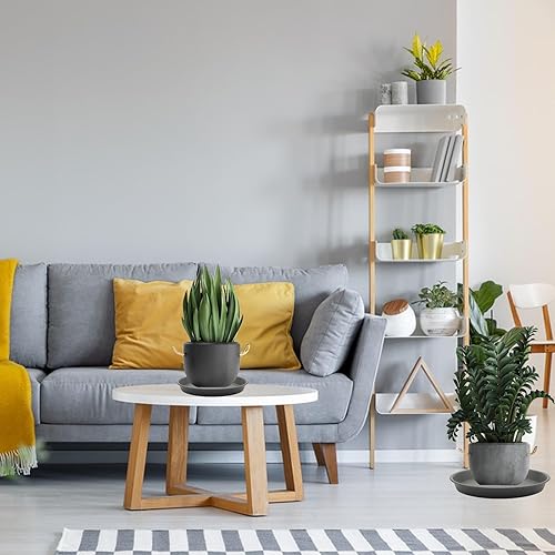 Miniatura 5 de TITE Platillo para plantas, maceta pesada y grande, bandejas de plástico duraderas y gruesas para interiores y exteriores, bandejas de goteo para