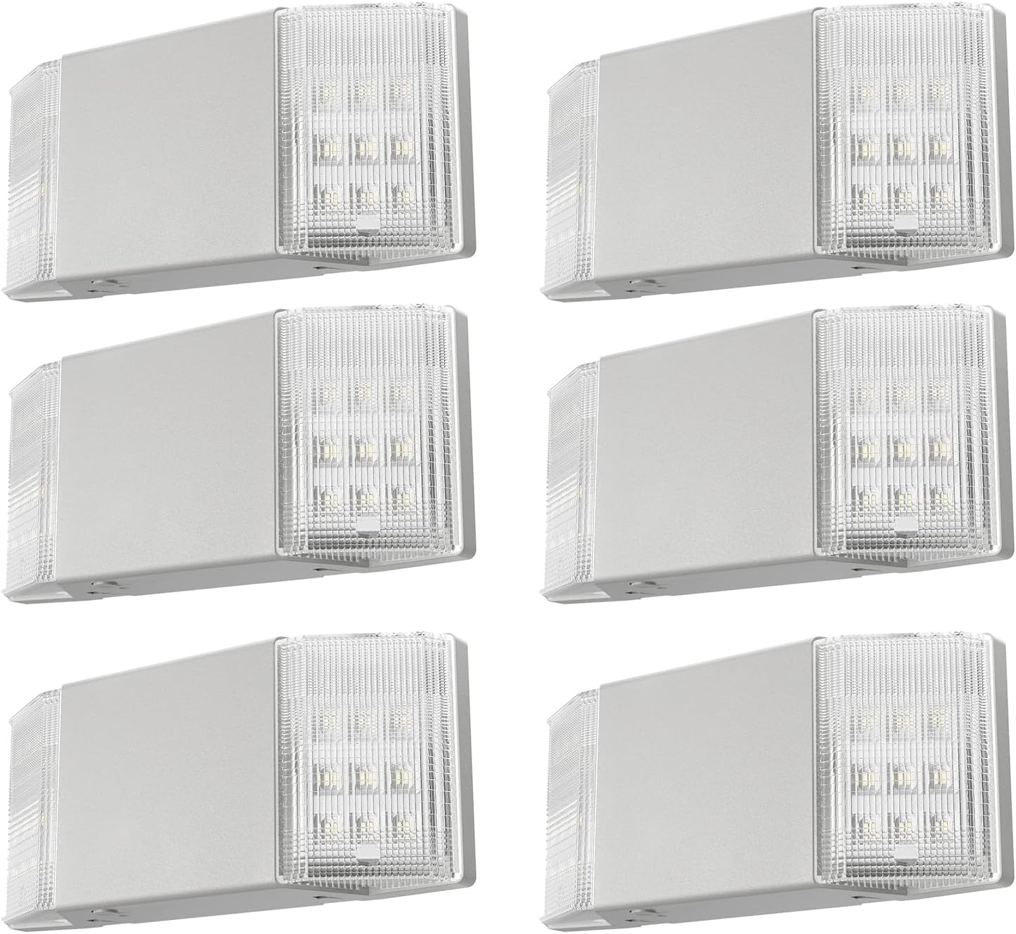 Spectsun 6 Packs Hardwired Emergency Exit Light Fixtures for Business, with Battery Backup, Two Head Adjustable LED Emergency Lighting, UL 924 Certified，AC 120/277V.