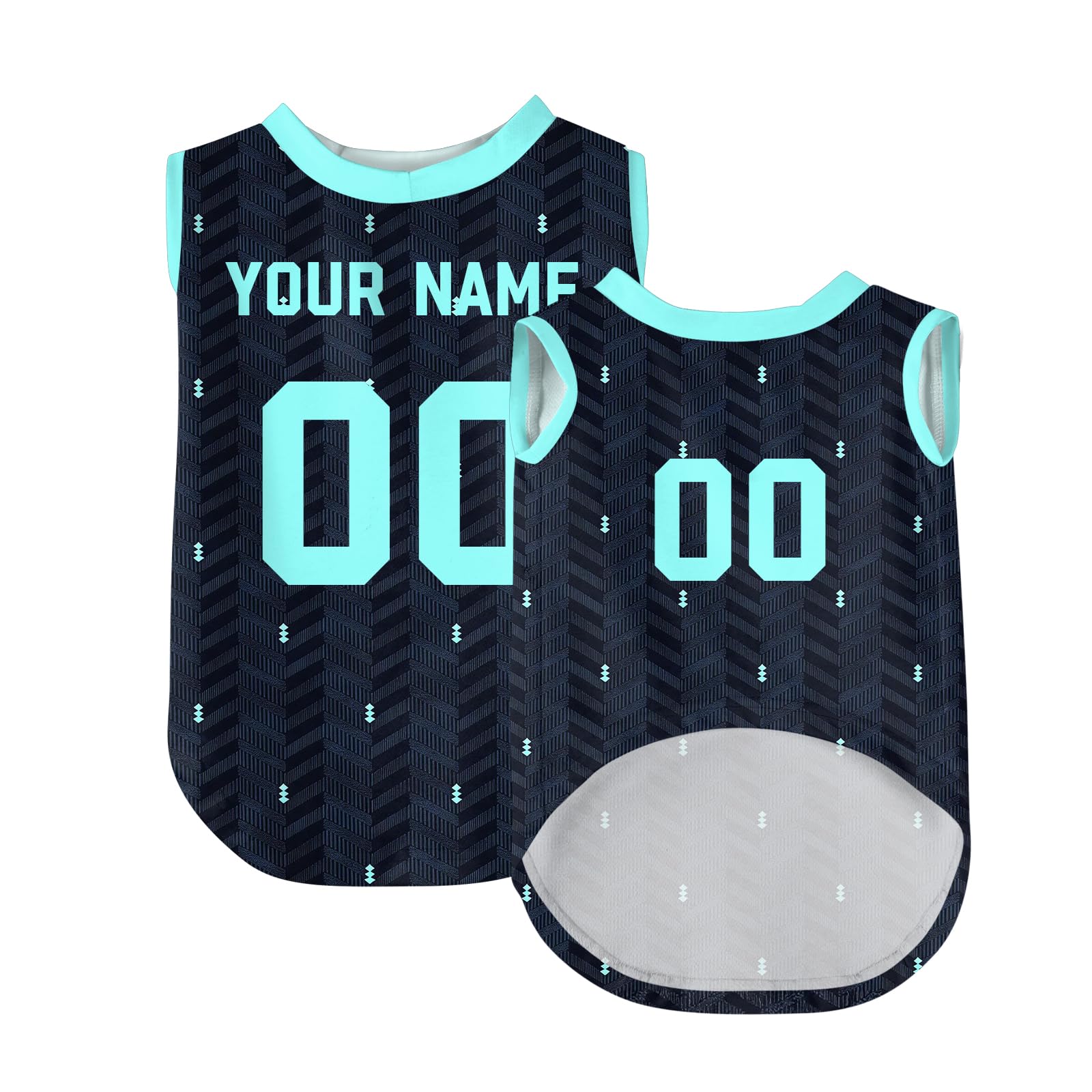 Custom Football Dog T-Shirt, Personalised Pet Jersey Vest with Name and Number, Lightweight Polyester Sporty Top for Small Medium Large Dogs (Navy)