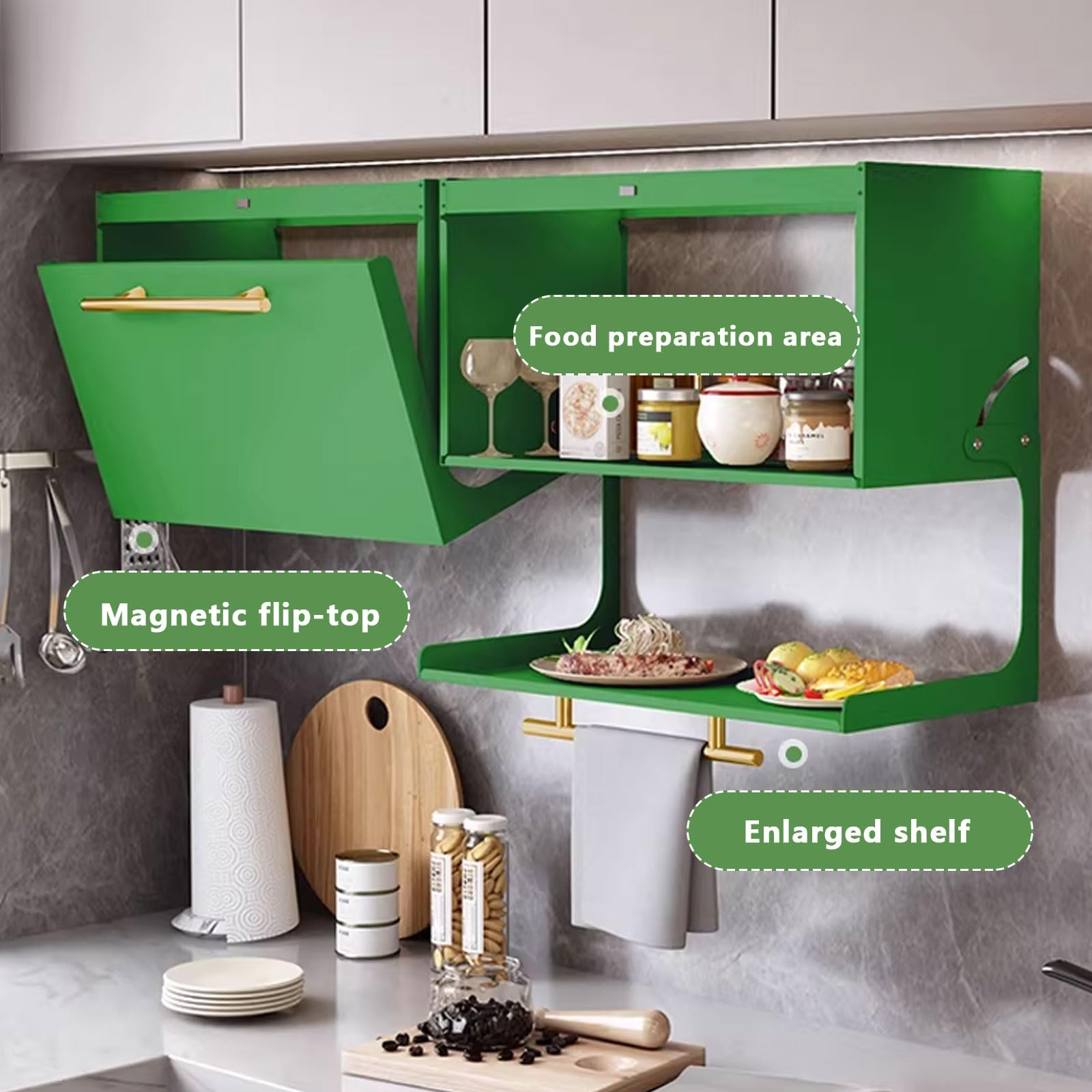 Metallschrank mit magnetischer Tür, Wanddisplay mit großer Kapazität, leicht zu reinigendes Karbonstahl-Design, ideal für die Organisation verschiedener Gegenstände, 40/50 cm Länge