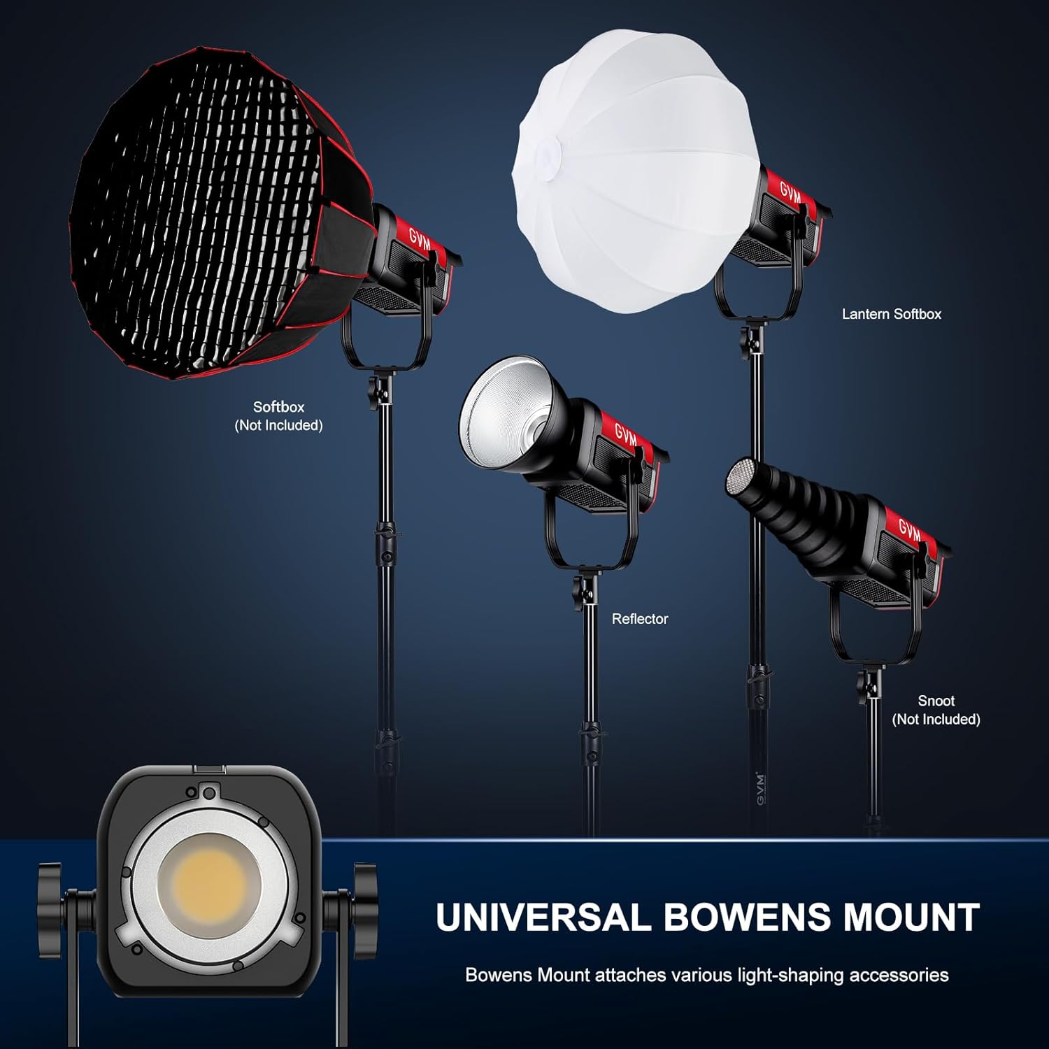 GVM 200W LED Video Light with Lantern Softbox, SD200B Continuous Lighting Kit with Bluetooth Mesh Network/DMX Control, 2700K-6800K Studio Light Photography Lighting Kit, 45400lux/1m, 12 Scene Effects