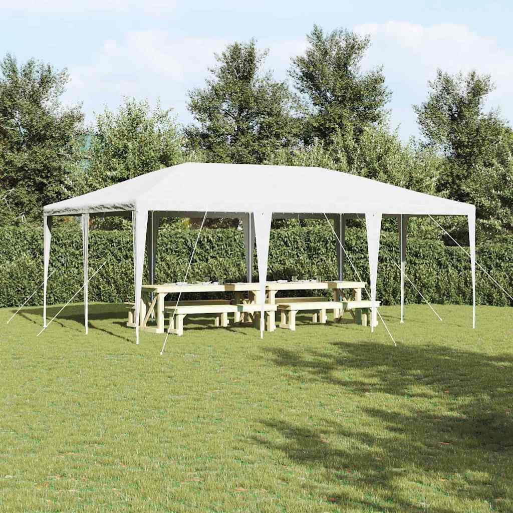 Gazebo per feste, bianco, 600 x 400 x 266 cm, robusto gazebo con telaio in acciaio e telone in polietilene, tenda da giardino pieghevole per feste, matrimoni ed eventi all'aperto