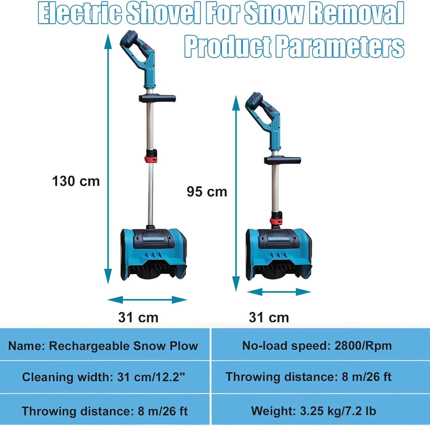 Cordless Electric Shovel 21v Powerful – 2800rpm Snow Blower Battery Powered, 26ft Throwing and 6" Deep Electric Snow Shovel, Safe Snow for Driveways, Playgrounds & Pathways