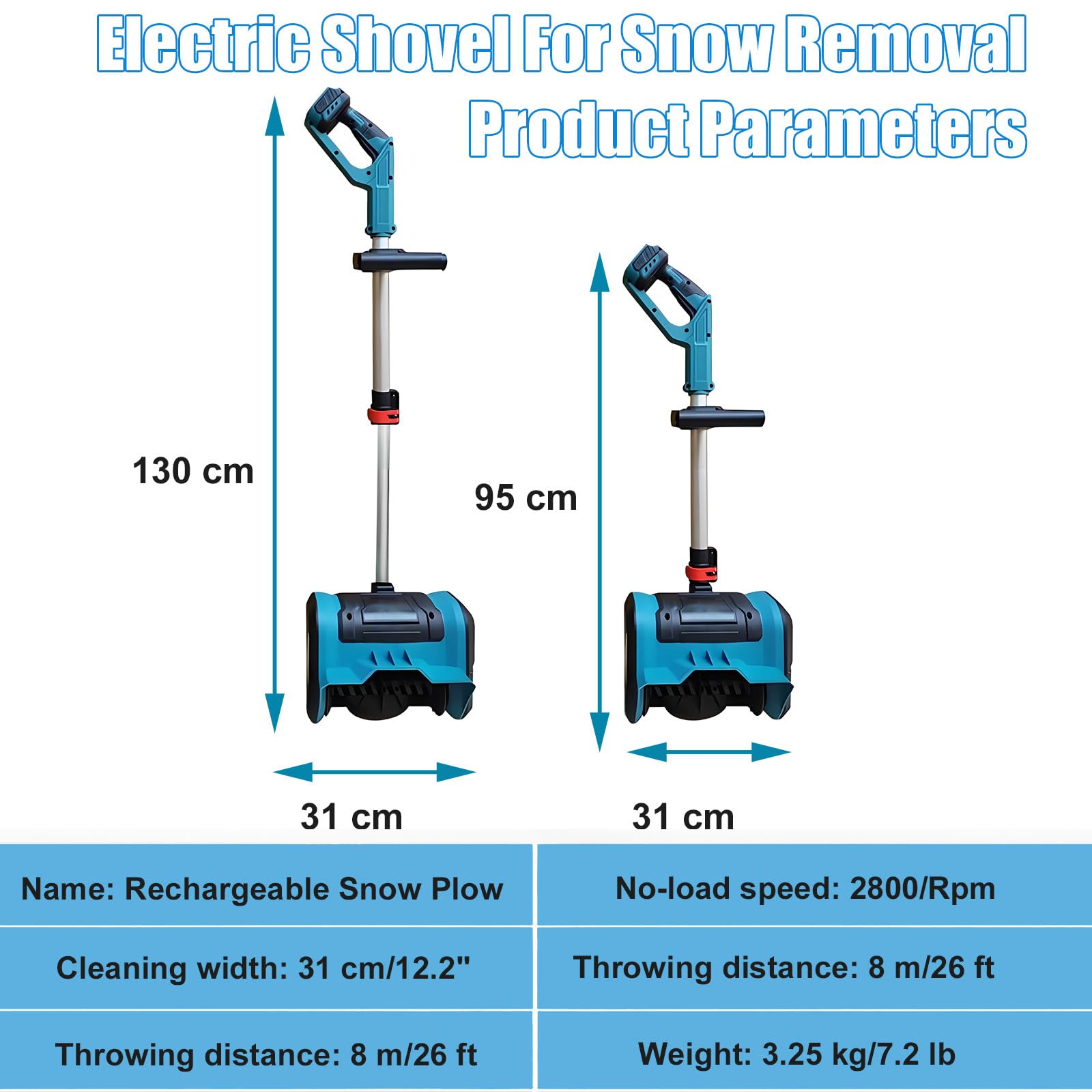 Quitanieves Inalámbrico De 21 V, Recargable A Batería: Limpia Caminos De 31 Cm Y Nieve De 15 Cm De Profundidad. Soplador De Nieve Eléctrico De 2800 RPM. Fácil De Guardar