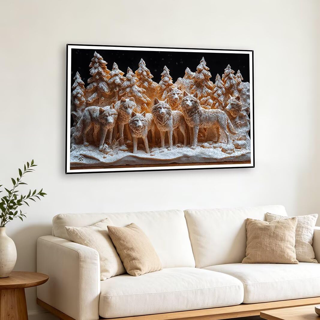 Puzzle 1000 Pezzi, Puzzle Lupo in Legno per Adulti, Misura: 70x50cm -2586