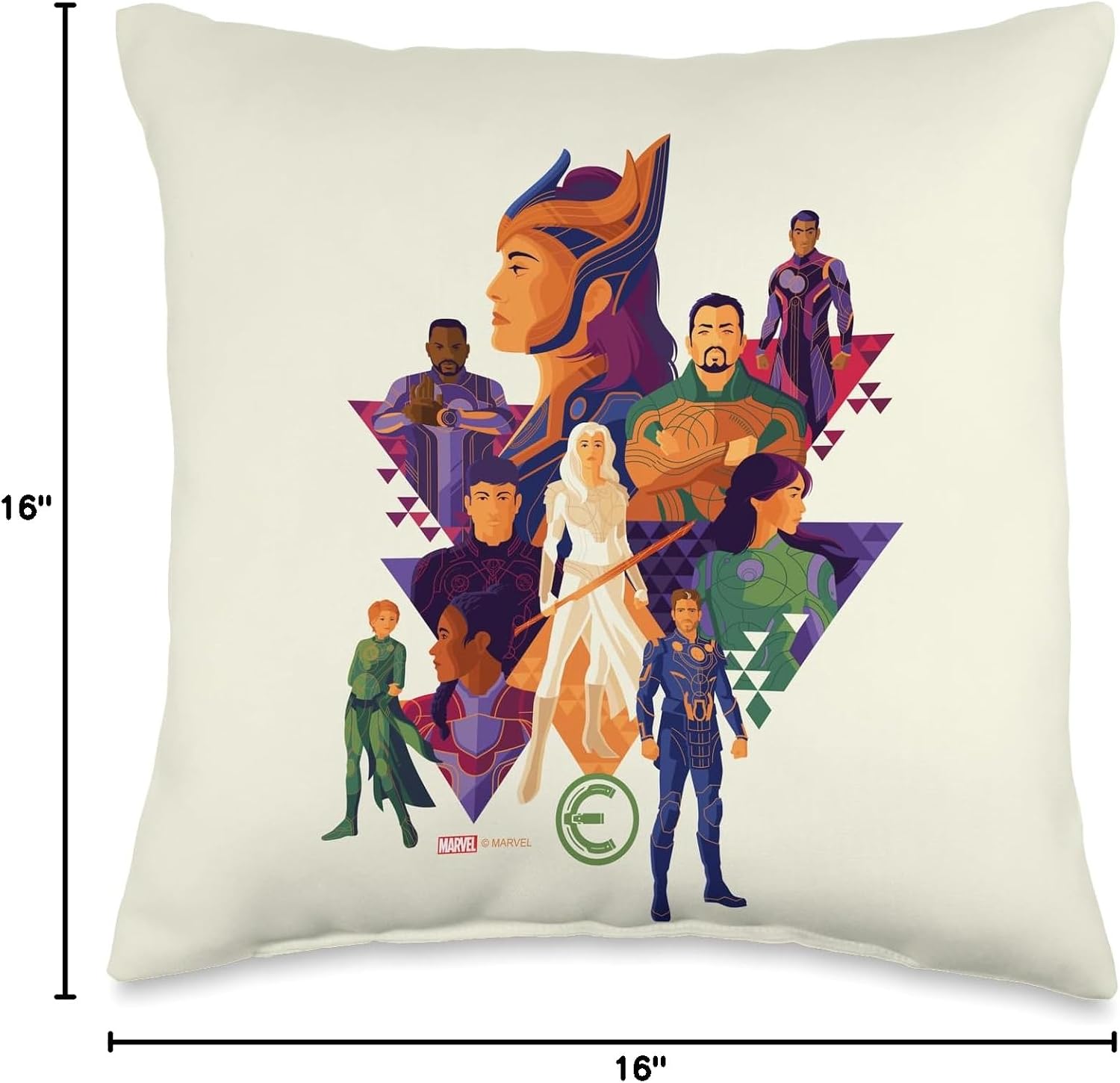 Marvel Eternals Team of Immortal Beings Bold Color Throw Pillow, 16x16, Multicolor