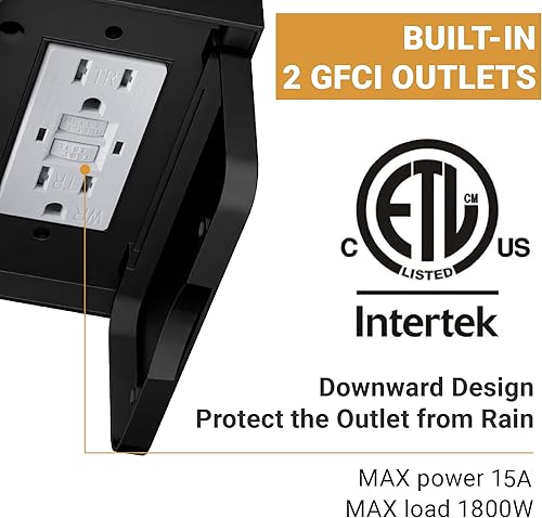 Miniatura 4 de Paquete de 2 Luces de Porche para Exteriores con Toma GFCI - 3 Modos de Iluminación Lámpara Exterior, Sensor de Movimiento de Anochecer a Amanecer