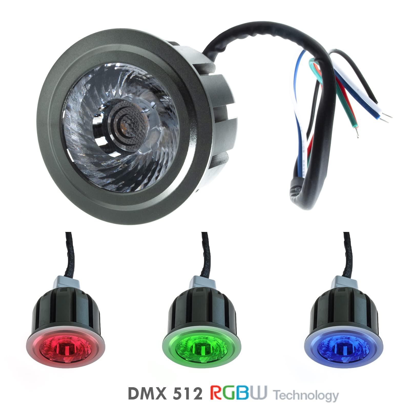 Planetitaly KIT 2Pcs faretti cromoterapia LED RGB RGBW 12W IP65 24V incasso box doccia bagno turco centralina telecomando alimentatore 24V incluso (dimmerabile rgb+4000k) (COLORE BIANCO)