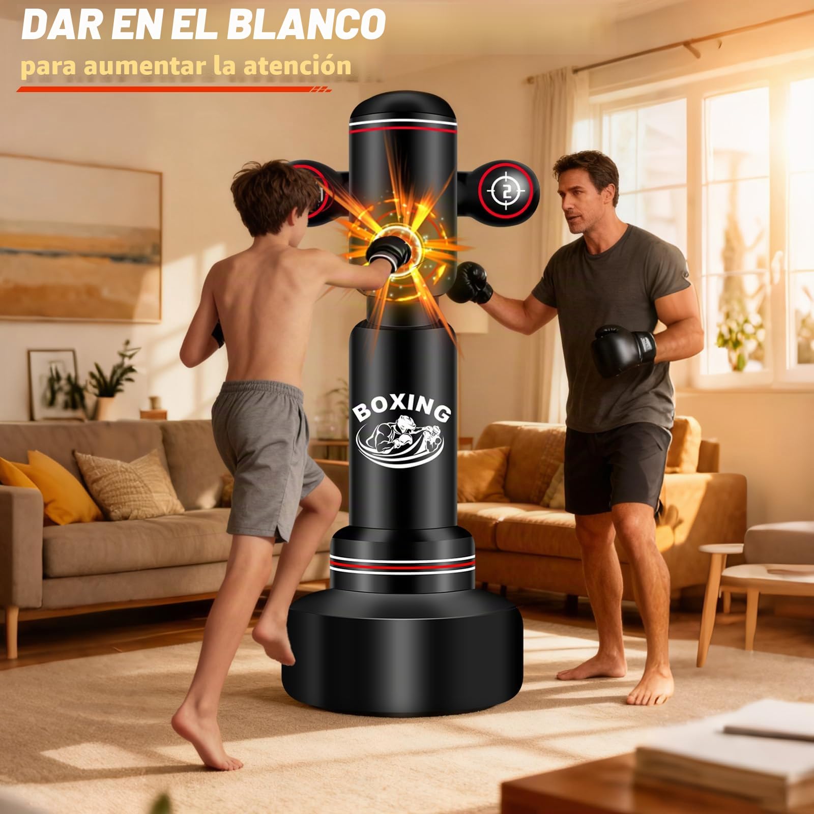 NZQXJXZ Saco de Boxeo de pie para Adulto, 180cm Saco Boxe Independiente con Guantes de Boxeo, Bomba, Cuerda para Saltar y Pelota de Reflejos, Sacos de Boxe Inflable para Karate MMA Taekwondo Fitness