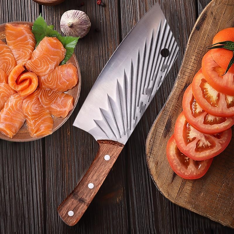 Meat Cleaver,Cleaver Knife 7 Inch Kitchen Knife Slicing Knife High Carbon Steel Chef Knife Meat Fish Vegetables Cutter Butcher Cleaver Knives Kitchen (Color : A knife), LAMAJIGA5844