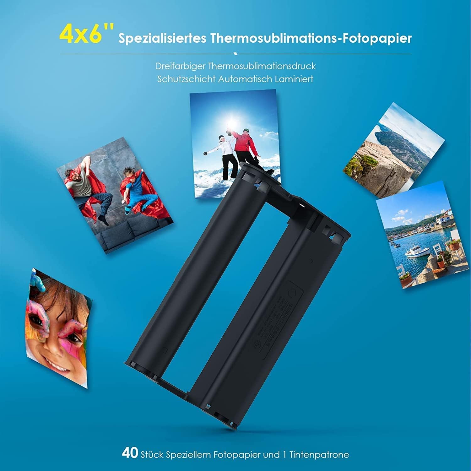 Liene Photo Paper Package, 40 pcs in 10 x 15 cm (4 x 6 inches) & 1 Ink Cartridge, Three-Color, Soft Gloss - Image 3
