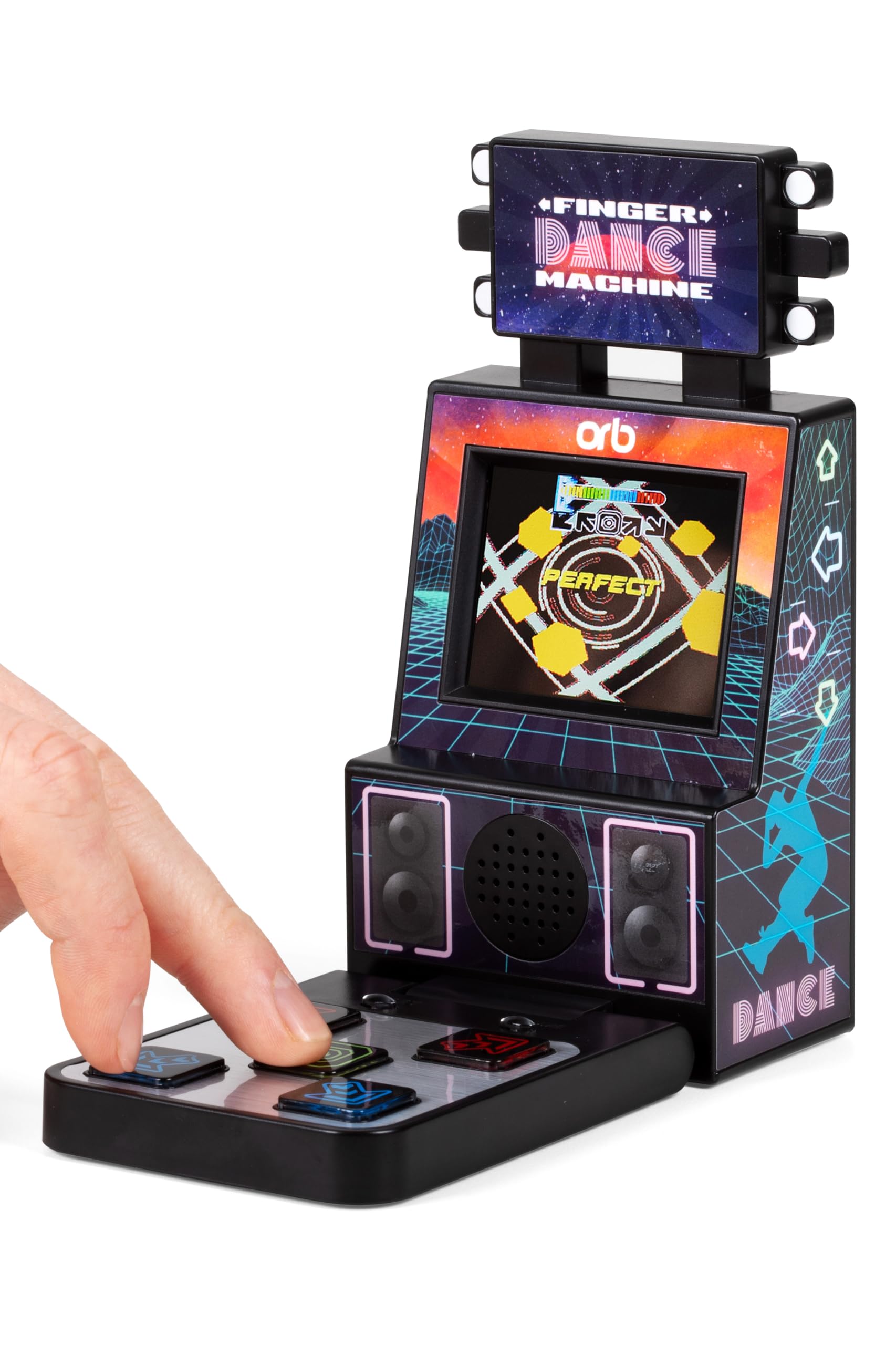 Orb - Mini Finger Dance Arcade Machine, 19 in-Built Songs, 4 Difficulty Levels, 8-Bit Retro Arcade Games, 2.5” Full Colour Screen, 5-Way Joystick
