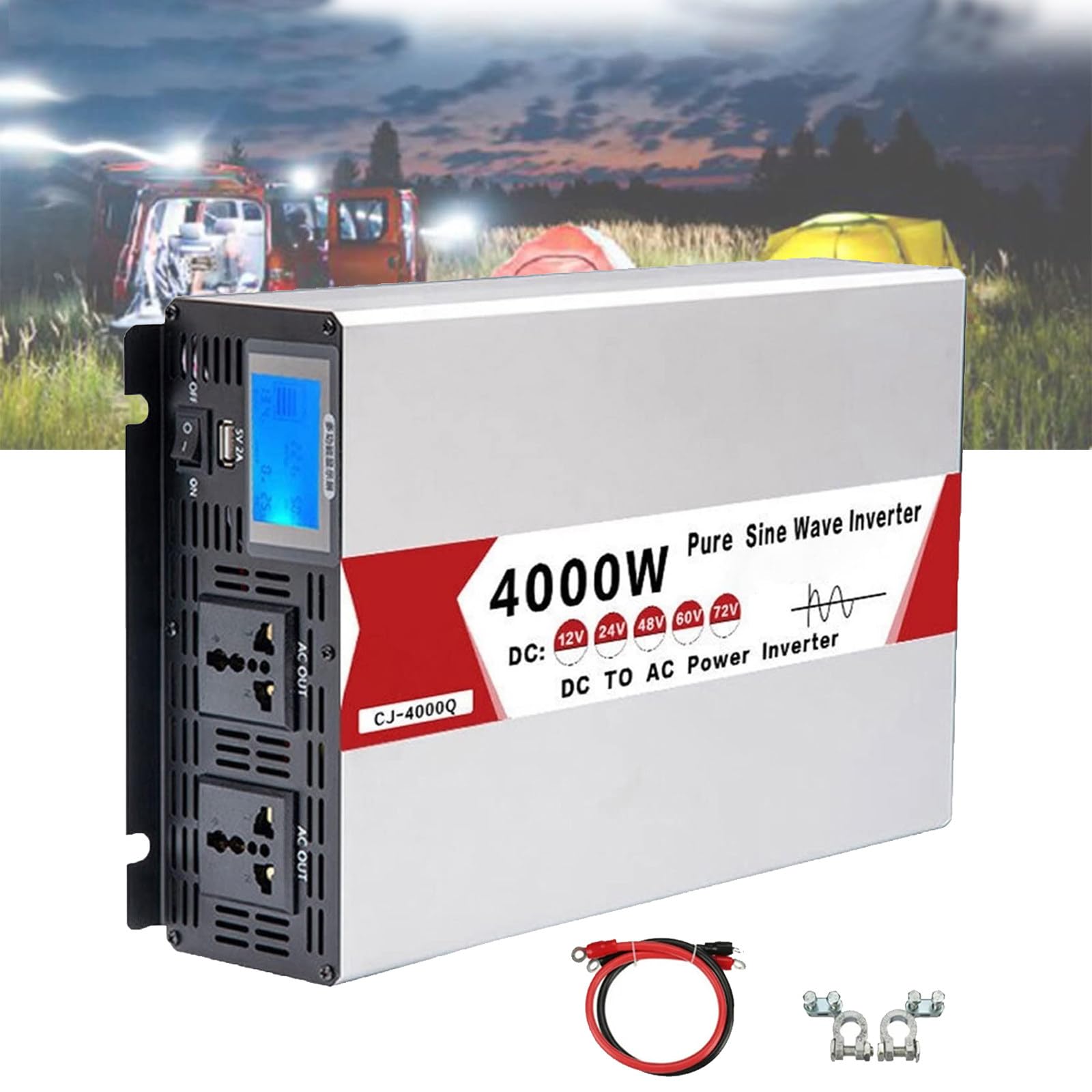 4000W 5000W 6000W 8000W Przetwornica czystej fali sinusoidalnej Przetwornice mocy prądu stałego DC 12V/24V/48V/60V do Ac 220V Wysokowydajny falownik do konwertera samochodowego,4000W-48V