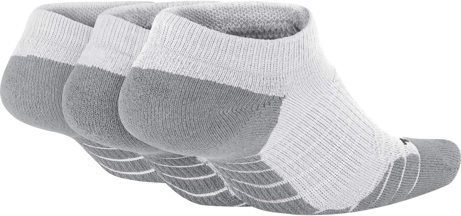 Nike Kids' Everyday Max Cushion No Show Socks 3 Pack (W(SX5573-100)/G, Medium)