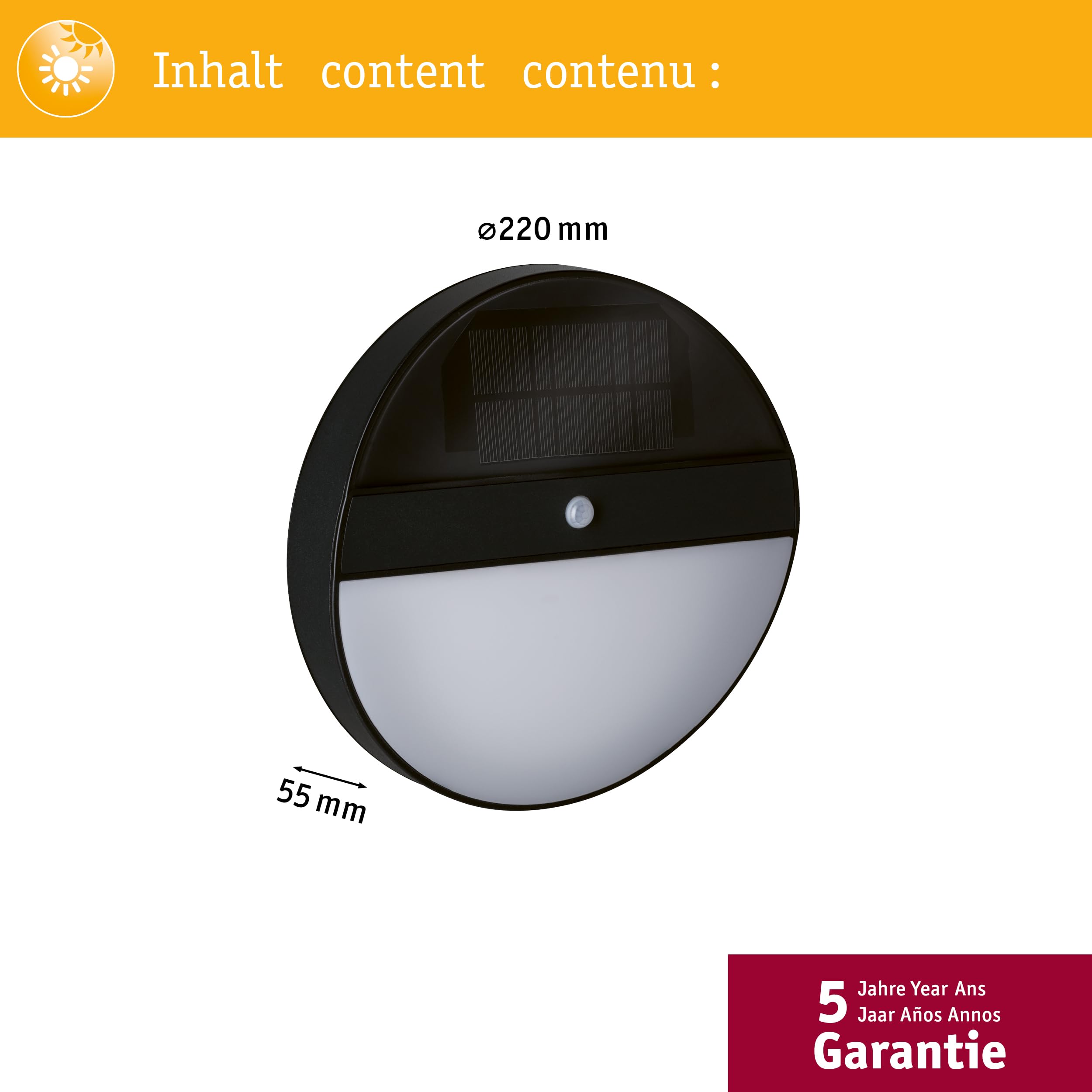 Paulmann 94264 LED Solar Outdoor Wandleuchte Elois rund incl. 1x1 Watt IP44 Außenbereich Anthrazit Solar Kunststoff Solarlampe 3000 K