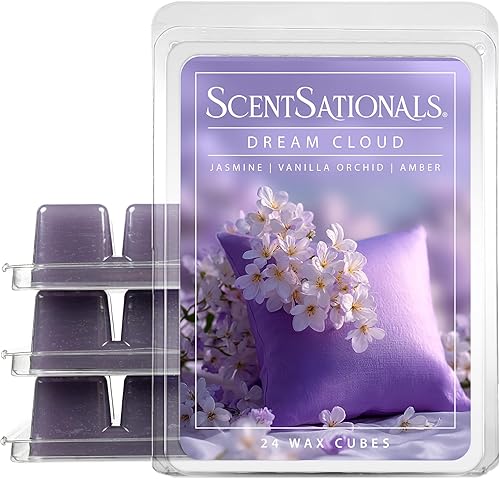 Scentsationals Cera derretida, cubos de cera fuerte aroma, Dream Cloud, cera perfumada de larga duración para calentar, 10 onzas (24 cubos)