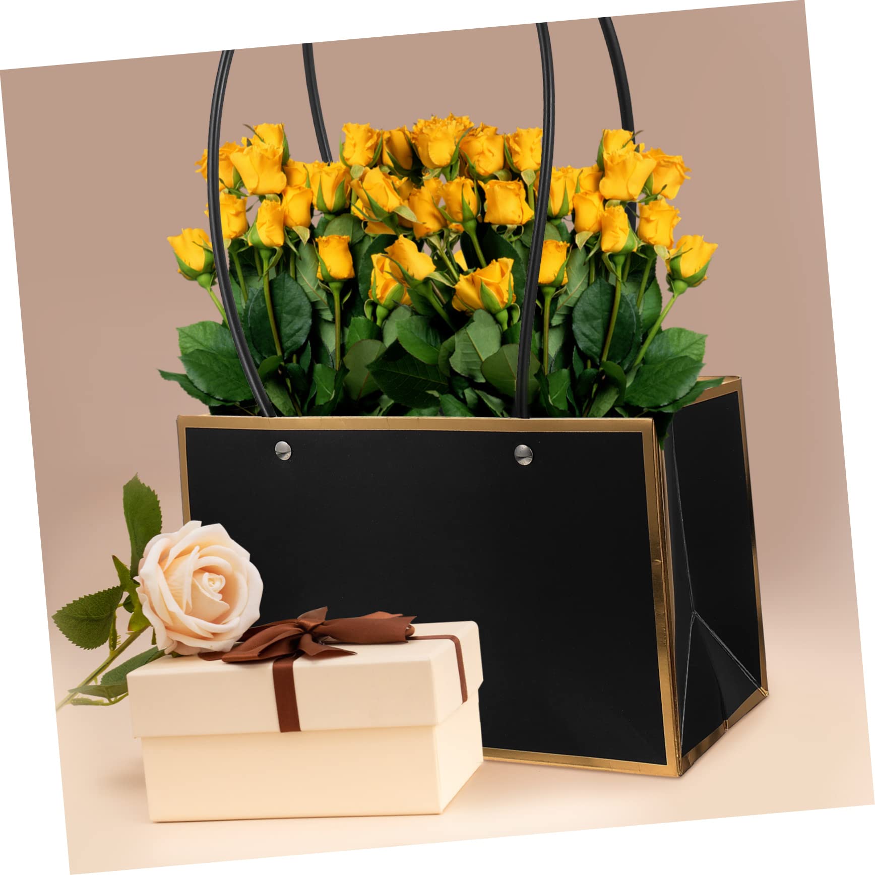 COLLBATH 10pezzi Borse Per Bouquet Con Sacchetti Per Fiori Porta Bouquet Kraft Nero Con Regali e