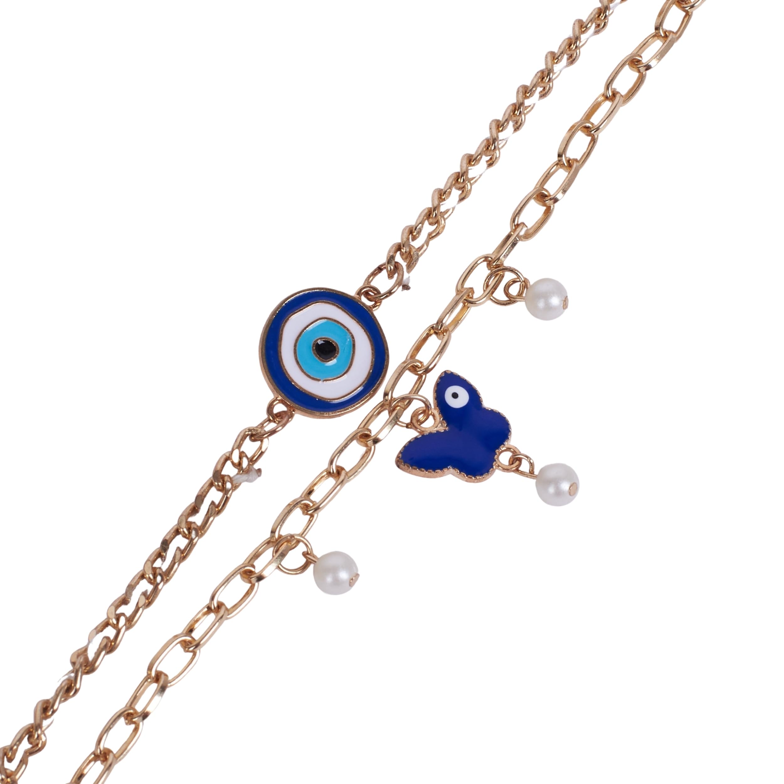 SALTY Bhaiya Bhabhi Bracelet Set of 2 Evil Eye | Hand Band Gift Pack for Sister, Bhaiya | Wrist Band for Girls, Women | Fancy Jewellery Combo Gifts | Ideal for Gifting Hamper