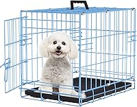 Vista 33 de FDW - Jaula para perros de 18 pulgadas para perros pequeños, de alambre de metal plegable, puerta única con panel divisor, perrera interior y Rosa