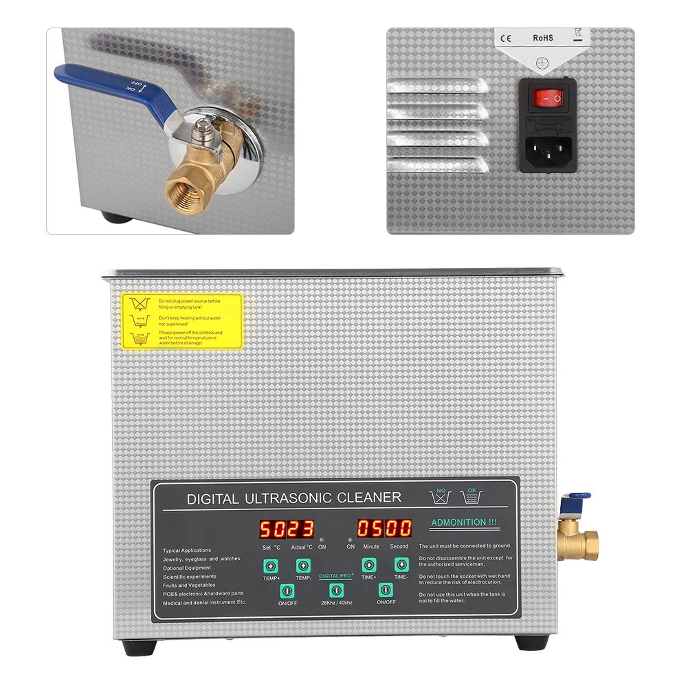 Cocoarm Nettoyeur à ultrasons à double fréquence en acier inoxydable - 6 l - Prise européenne 220 V