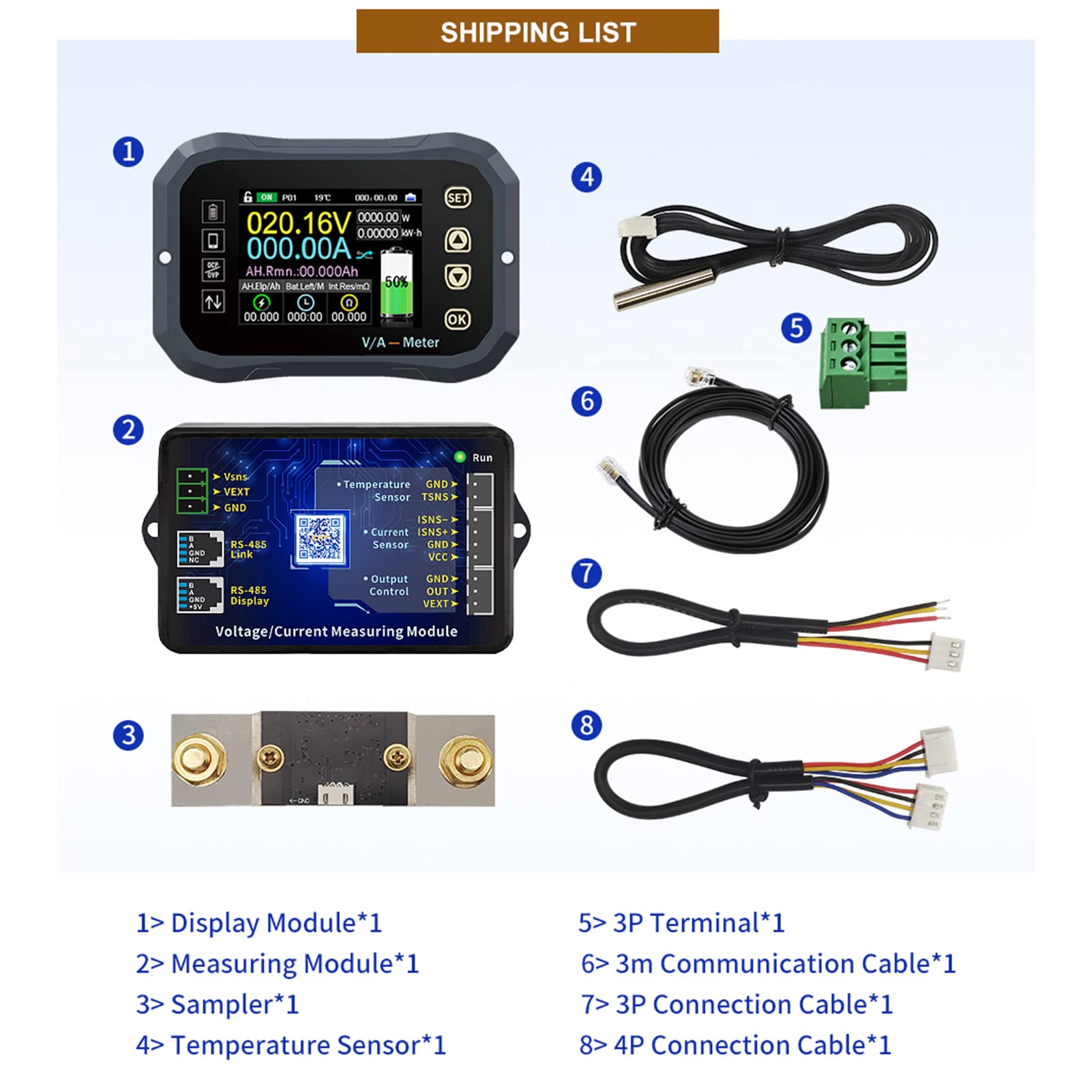 Batterie Monitor, Batteriemonitor 0-120 V Bluetooth-Batterie-Coulomb-Messgerät Amperemeter Mobile Steuerung Für Auto Motor Boot Wohnmobil Golfwagen Solar System (Kg140f0-400a)