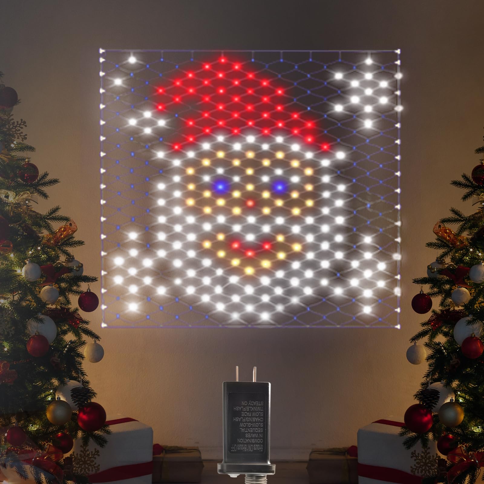 Leisure world Christmas Decorations Outdoor Net Lights, 4.3 x 3.9 ft Santa Claus 320 LED Net Lights Outdoor Mesh, 8 Modes Christmas for Yard, Patio, Party Decorations