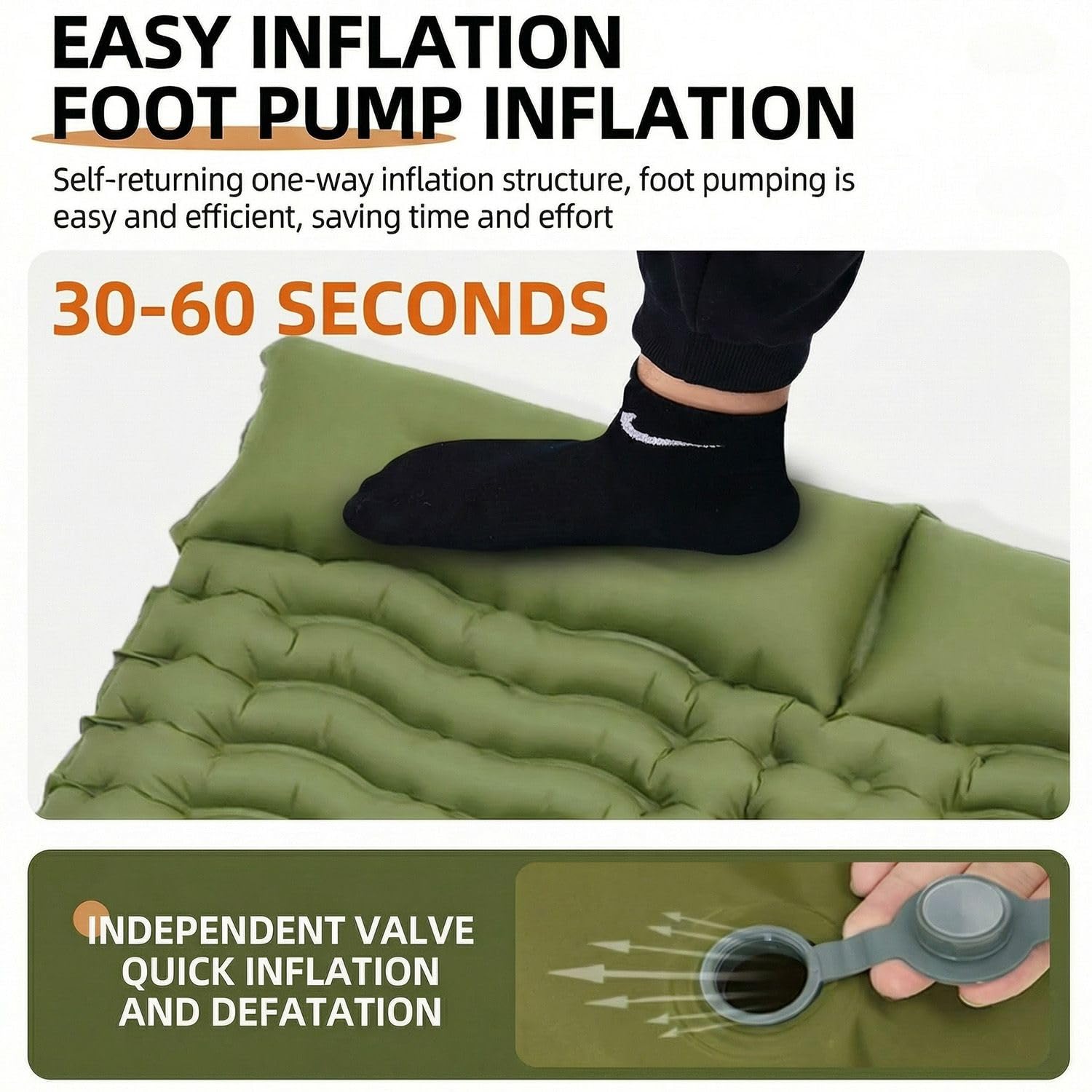 Matelas pour 2 Personnes, Double Matelas de Camping épais - Matelas Gonflable Ultra léger - Matelas Gonflable pour Le Camping, l'extérieur - pour la Plage et la randonnée - avec Pompe