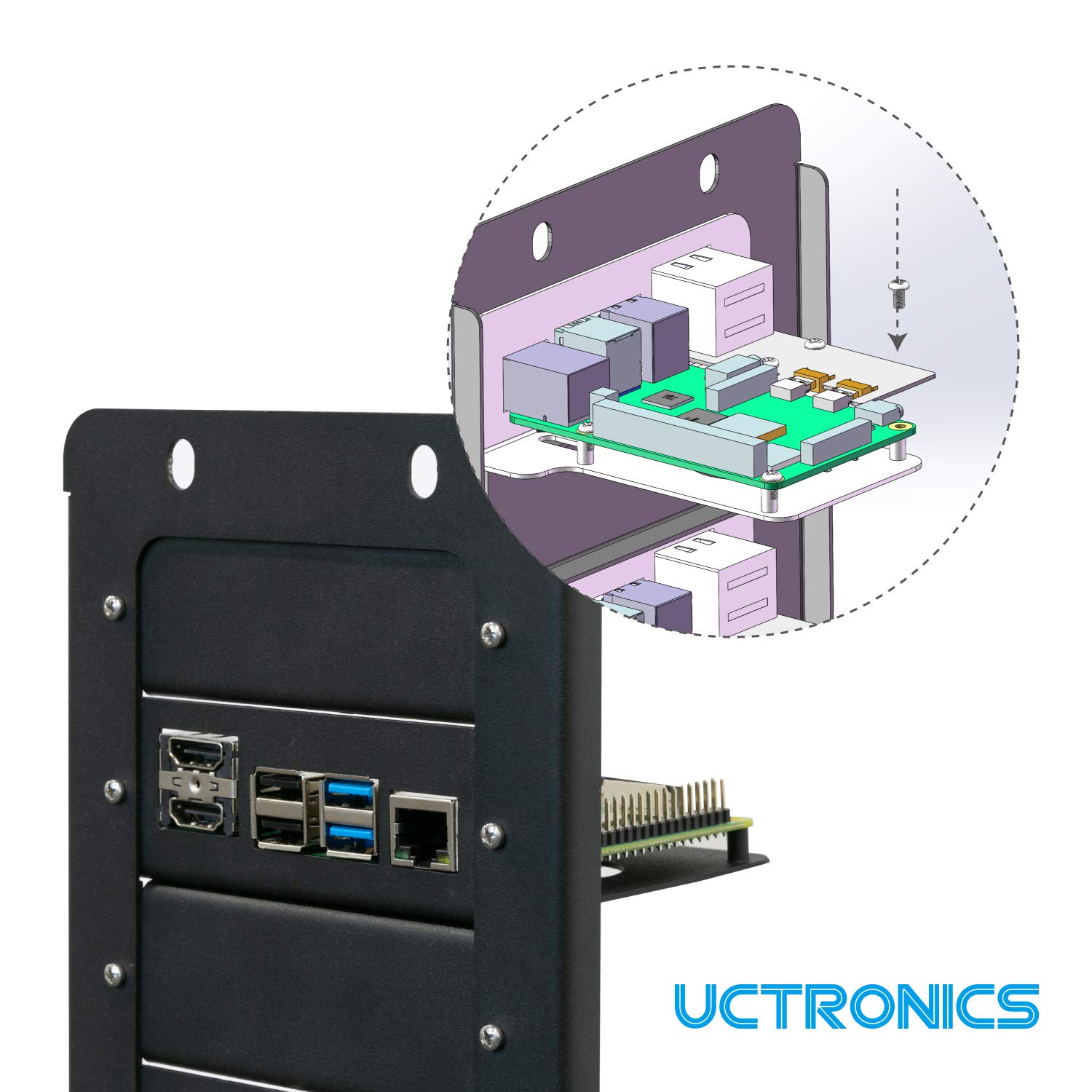 UCTRONICS 3U Rack Mount with 8 Mounting Plates for Raspberry Pi 4, 19 ...