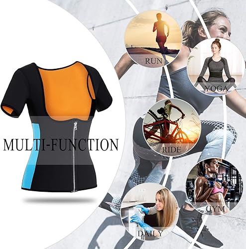 Miniatura 7 de Chaleco de sauna para mujer, traje de entrenamiento de cintura, entrenamiento, camiseta de neopreno para correr