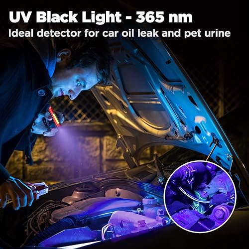Miniatura 4 de WORKPRO Linterna tipo bolígrafo recargable, linterna LED de 450 lúmenes con luz negra UV de 365 nm, linterna multifuncional para mecánico,
