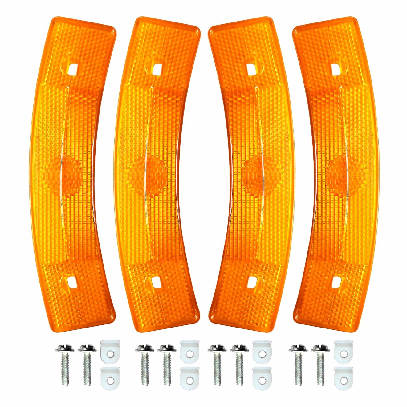 LORWADIYA Cycle Wheel Reflector 4pc with Steel Clips Orange Set High Radiance for Universal Bicycle-picture-19