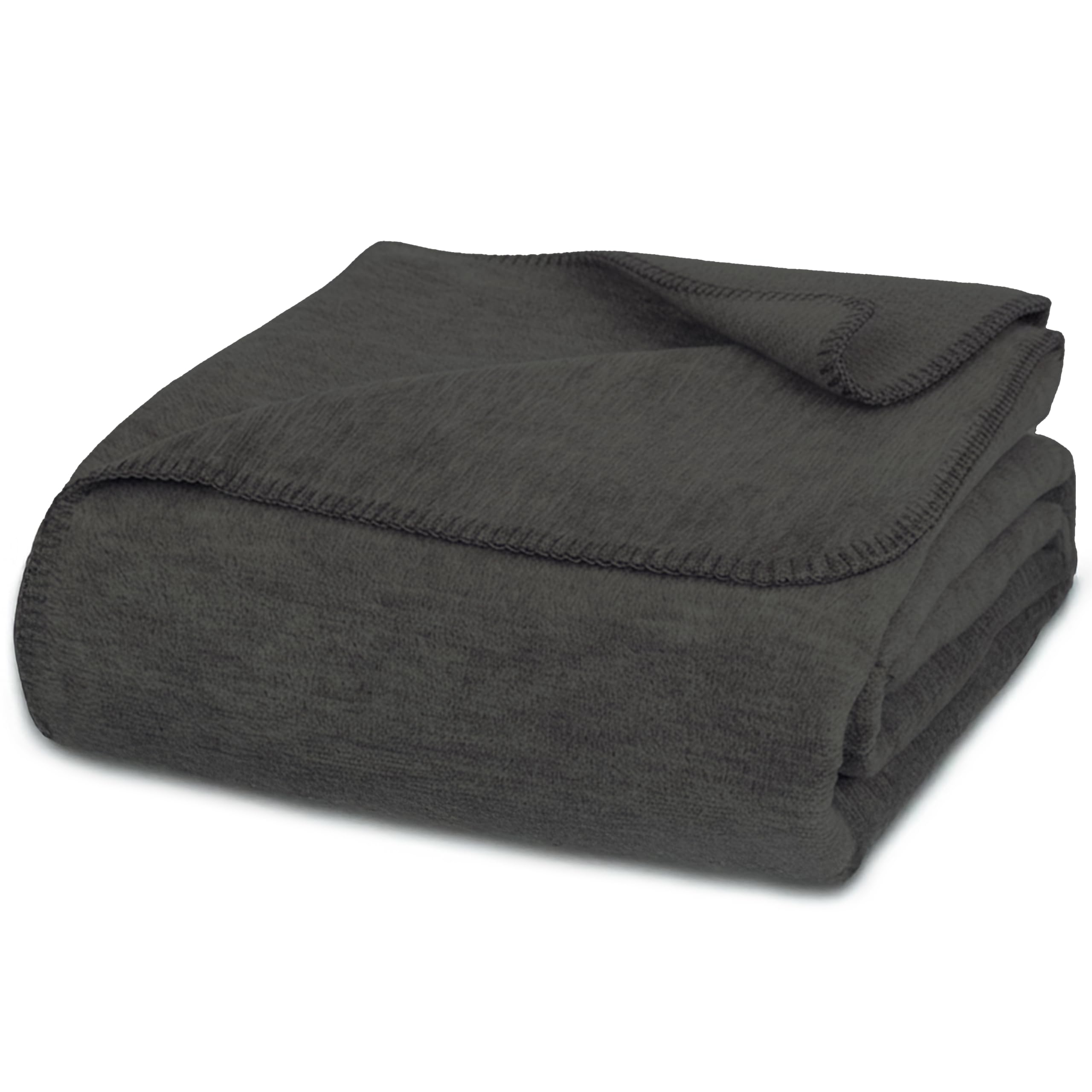 Couverture douce et chaude Glart Plaid Gris uni 130x170 cm pour canapé et lit