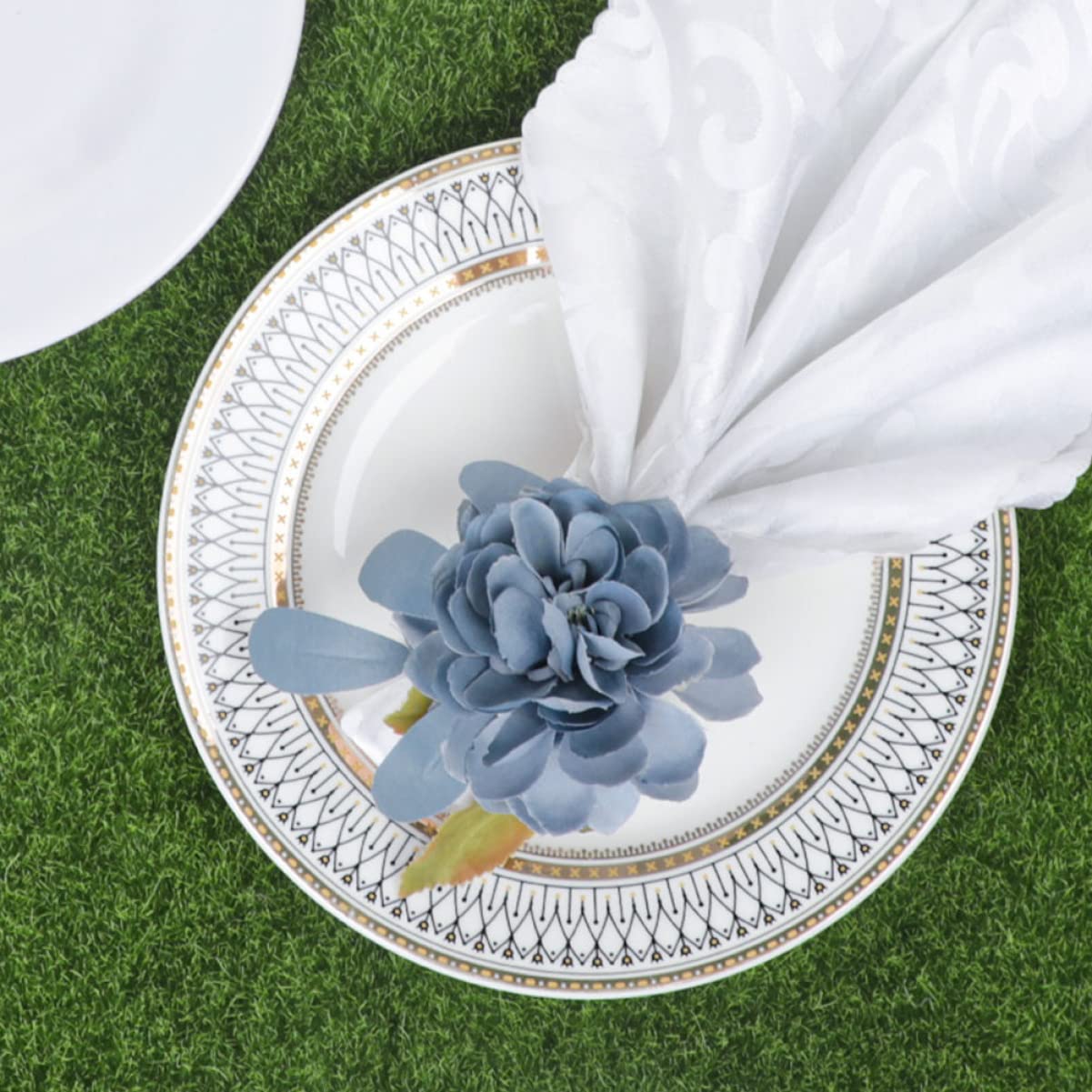 Abaodam 12pezzi Fibbia Decorativa Per Tovaglioli Con Fiori Simulati Juta Anelli Per Tovaglioli Per Matrimoni e Feste Decorazione Elegante Per Tavola