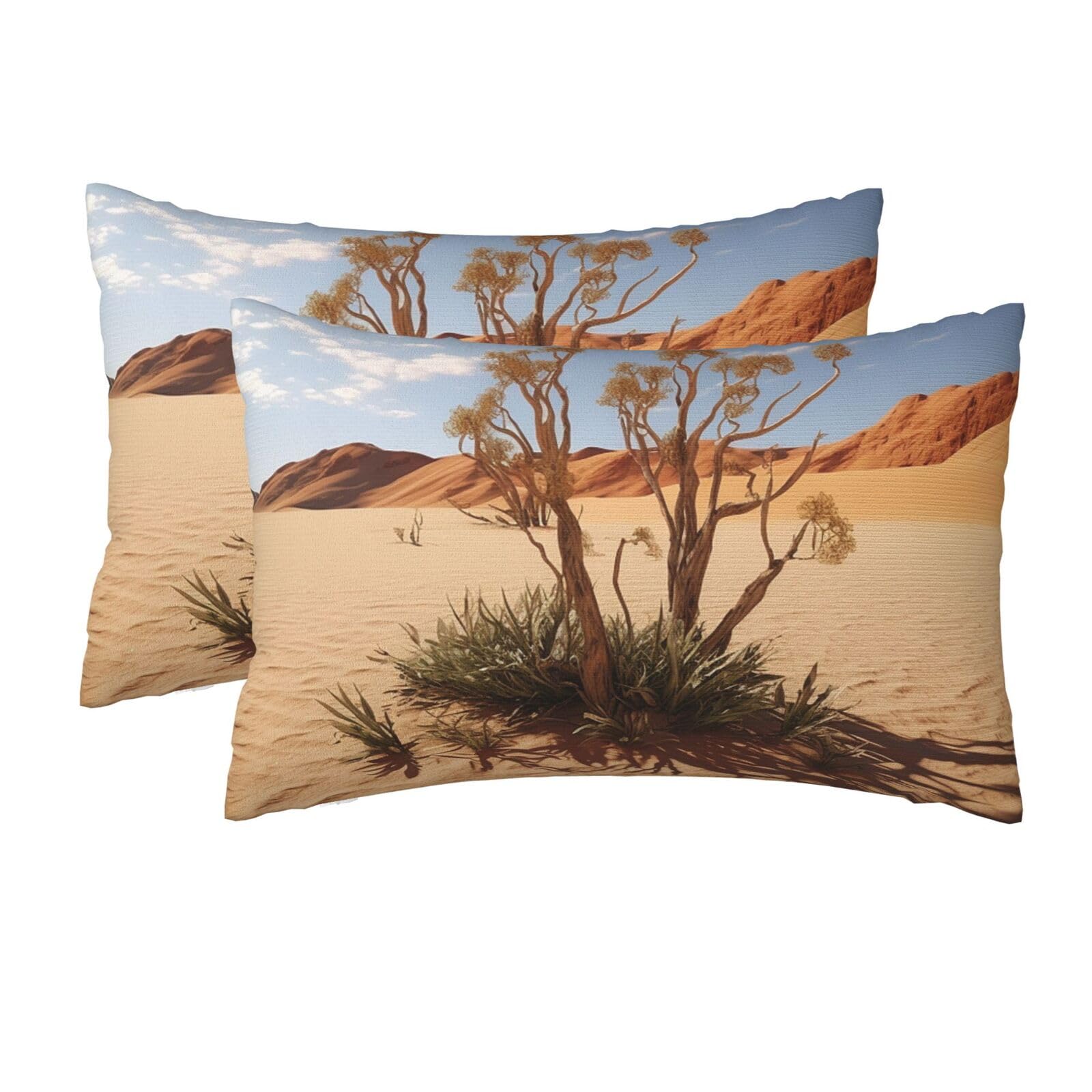 2 Pack Queen Size Pillow Cases for Hair and Skin Soft Breathable Pillow Case Covers with Hidden Zipper Desert Plant Pillowcase 20x30 Inches Pillow Cover for Sleeping Gift