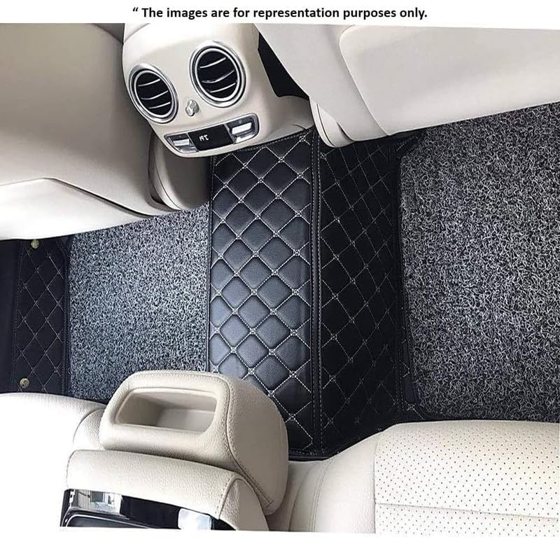 Image of SINEX Premium 7D car mat Full Set for Kia Syros (Model :2025) || Luxury Leather Double Car Floor Mat Complete Set || 100% Waterproof and Washable Color : Black
