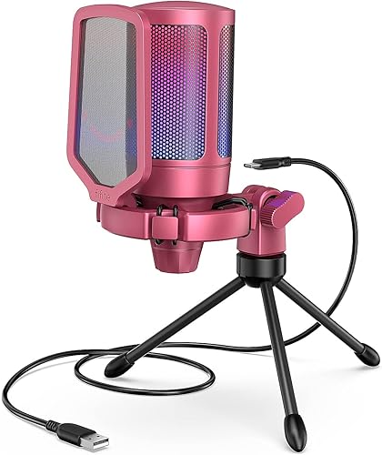 Miniatura 10 de FIFINE Micrófono USB para juegos para PC PS5, micrófono de condensador con silencio rápido, indicador RGB, soporte para trípode, filtro pop, montaje