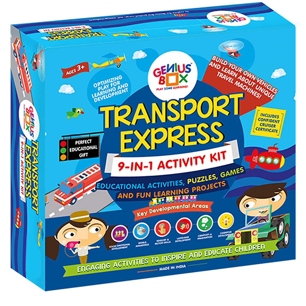 Genius Box - Play some Learning Transport Express Activity Kit,Paper,Multicolor (PLAK0016) 30 Activity Kit