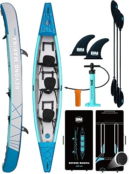 BEYOND MARINA Inflatable Kayak 1/2/3 Person Adult- Full Drop Stitch Kayak | Quick Inflation and Deflation, Wheeled Backpack for Easy Transport