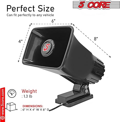 Miniatura 3 de 5 CORE Altavoz de radiobúsqueda de bocina PA para interiores y exteriores, altavoz de 8 x 5 pulgadas, 8 ohmios y 65 vatios máximo de bocina Sirena