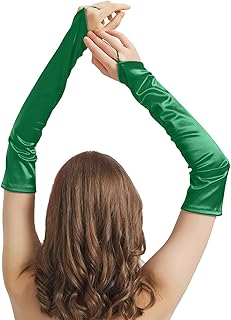 Fingerless Long Gloves Costume for Women Long Satin Gloves Fingerless Elbow Length Opera Halloween Cosplay 1920sParty