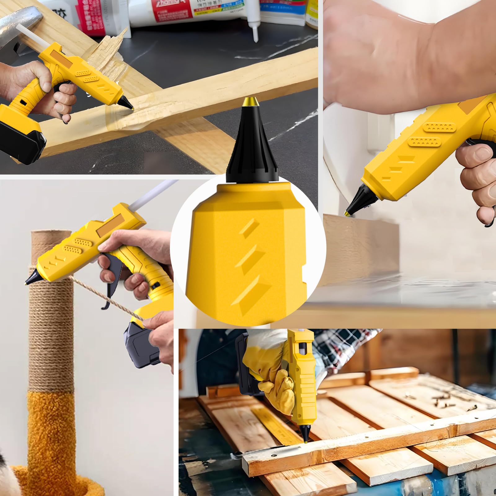 Pistolet à colle chaude sans fil pour Dewalt 20V (sans batterie), idéal pour les réparations, le bricolage, la maison, avec 30 bâtonnets de 11mm