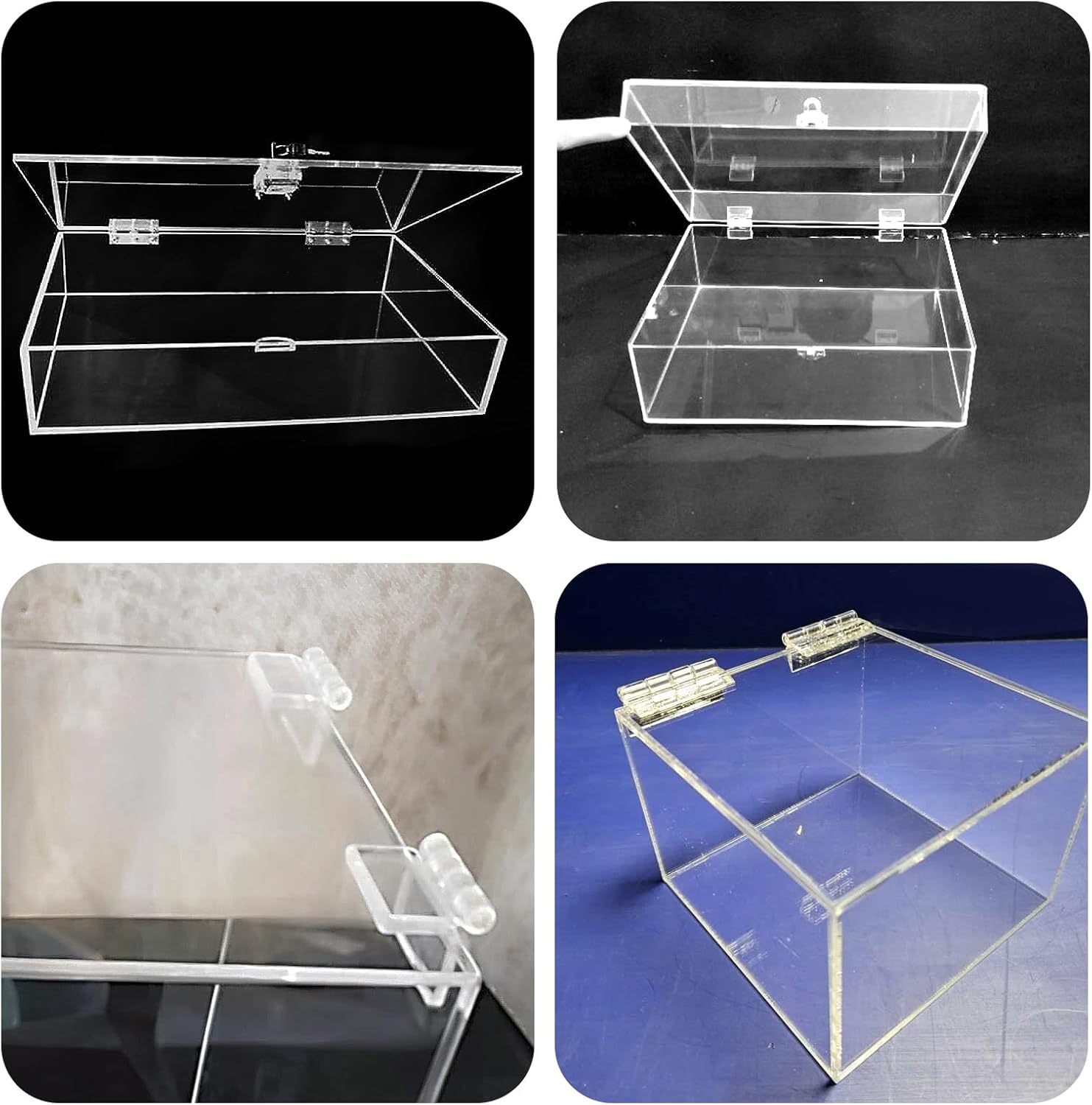 20 Pcs Acrylic Small Hinges Self Adhesive Small Hinges for Crafts Aquarium Lid Hinge Clear Foldable Hinge Tools for Cabinet Glass Furniture Display Stand 35x25 mm