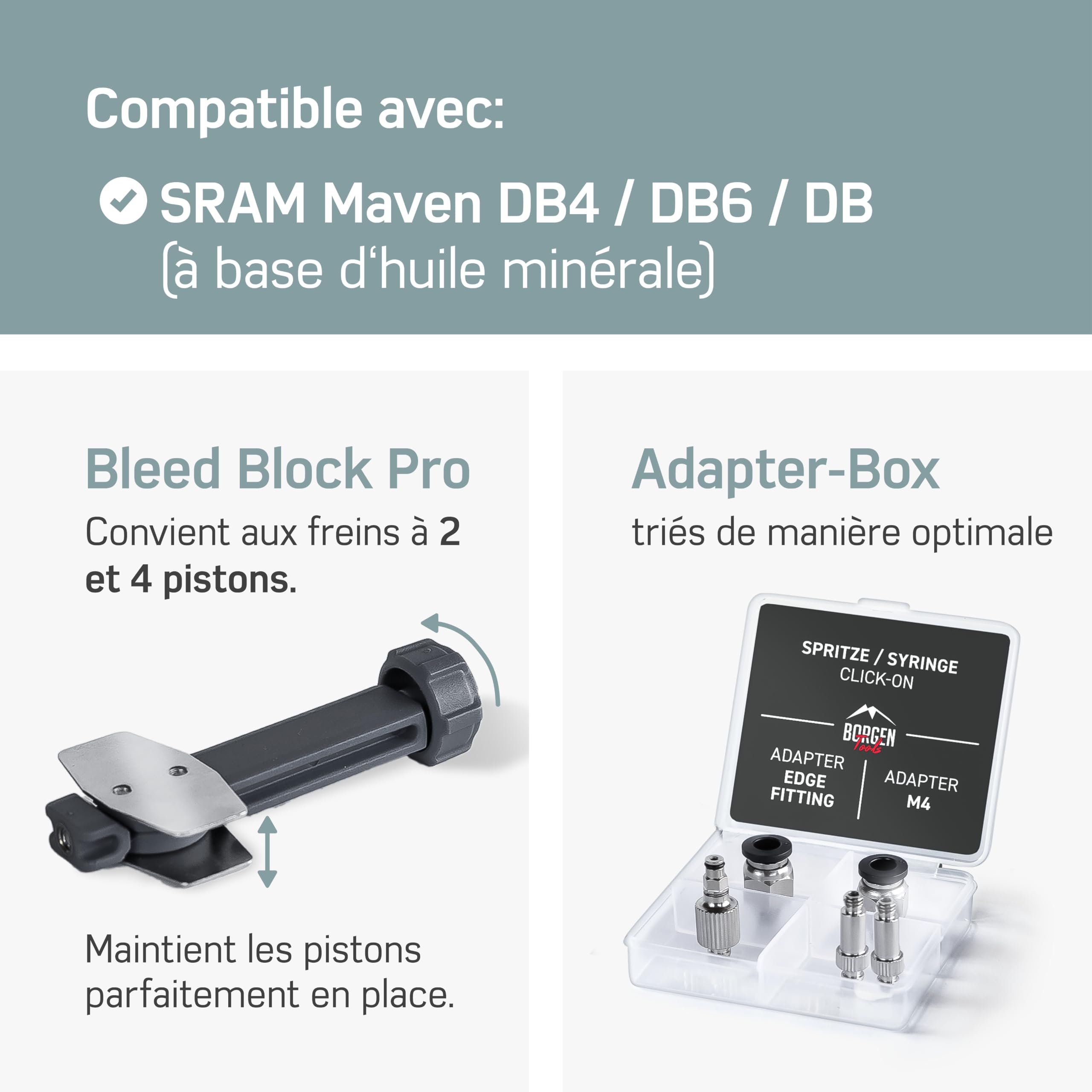 Borgen Kit de Purge Pro pour Frein à Disque SRAM Maven & DB vélo – kit Purge Frein sram avec Instructions, 100 ML d'huile minérale, pour SRAM Maven, DB4, DB6 et DB8